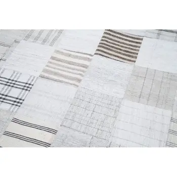 

245x304 Cm White Handmade Rugs Patchwork Rug-8x10 Ft