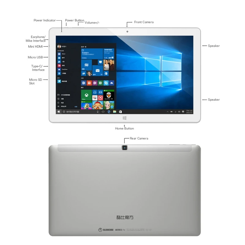 Alldocube Iwork10 Pro 10,1 дюймов Ips 1920X1200 планшетный ПК Intel Atom X5 Z8350 1,44 ГГц Win10 Android 5,1 двухъядерный четырехъядерный процессор 4 Гб