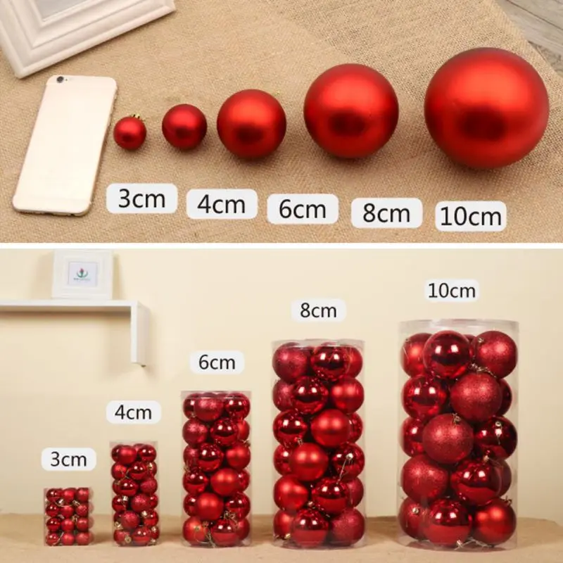 24Pcs/lot Christmas Balls Polystyrene Balls Christmas Tree Decoration New Year Christmas Tree Ornaments Gifts Decor Accessories