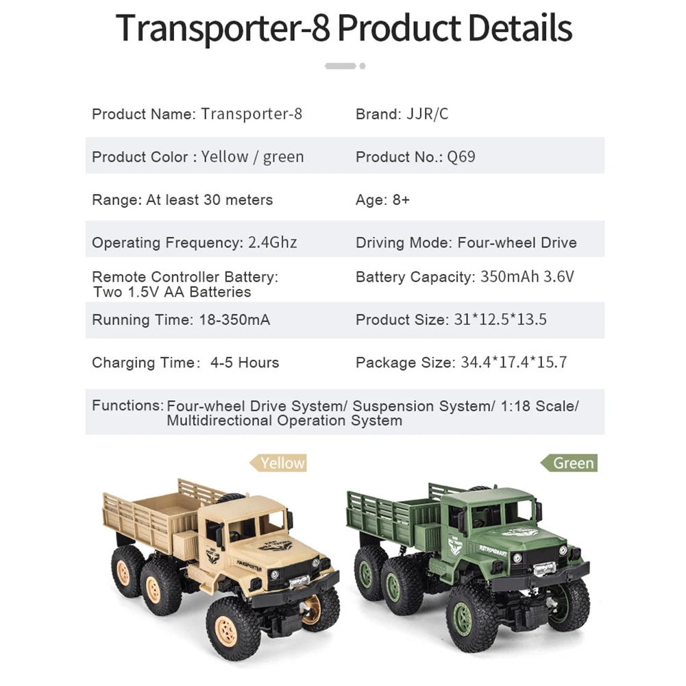 Q68/Q69 1/18 2,4 г 6WD 10 км/ч RC светодиодный военный автомобиль gps-трекер свет джип четырехколесный привод внедорожник MEducation детская игрушка