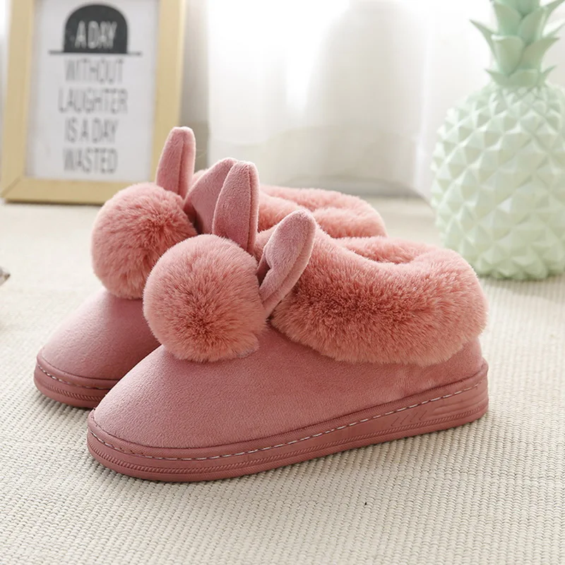 

JODIMITTY 2020 New Lovely Rabbit Ears Soft Home Slippers Cotton Warm Winter Women Slippers Casual Indoor Slippers 4 Colors
