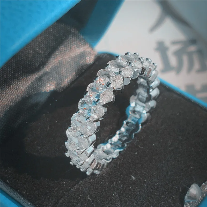 Choucong кольцо вечности, 925 пробы, серебряное, круглое, овальное, Emeral cut, AAAAA cz, обручальное кольцо, кольца для женщин, свадебные украшения - Цвет основного камня: Белый