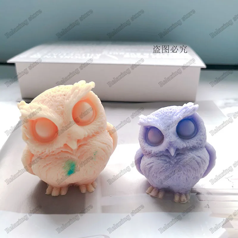 Силиконовая форма в виде совы и свечей трехмерная для изготовления из пчелиного