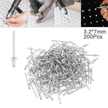 

200pcs /M3.2x7mm Aluminium Rivet Gun Core Pulling Riveting Break Mandrel Nail with Mushroon Head and Polished Chrome Surface