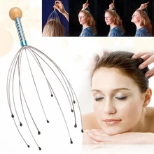 1Pcs Head Claw Massager Hair Neck Body Relax Massage Octopus Head Scalp Stress Relief SPA Physician Steel Ball Massager Tools
