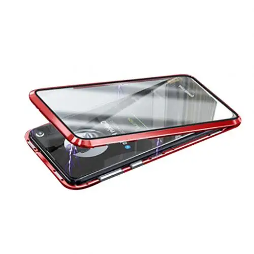 Red for Note 10 Samsung Galaxy Note 10/10 Plus Магнитный чехол для мобильного телефона с металлической задней магнитной рамкой прозрачный чехол из закаленного стекла - Цвет: Red for Note 10