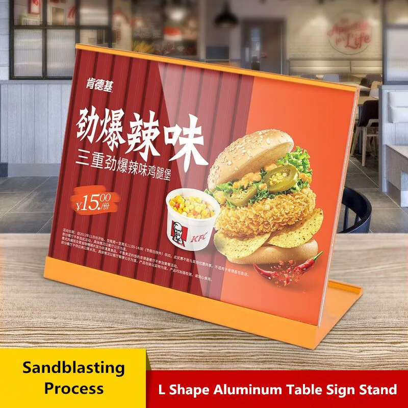 

Quality L Shaped Durable Slant Back Aluminum Sign Holder Photo, Picture ,Menu, Ad Display Frames Table Sign Display Holder Stand