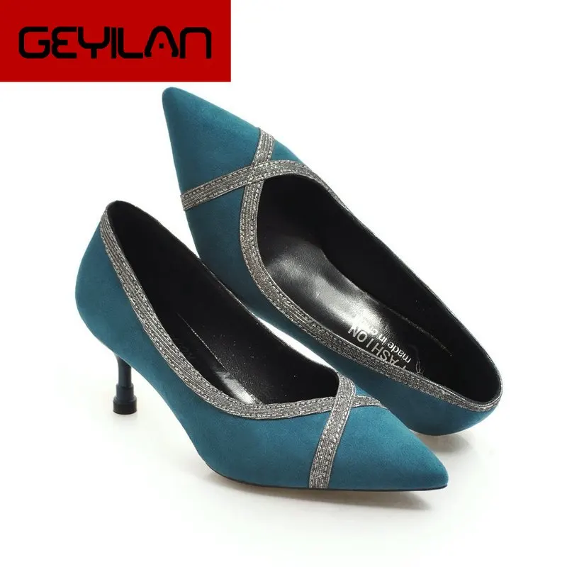 

2019 Was thin single shoes high heels Fashion simple thick with high-heeled shallow mouth pointed suede sexy nightclub U14-72