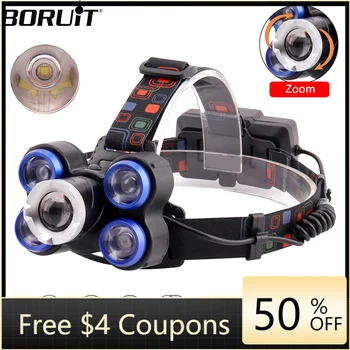 

XQ-117 XM-LT6+4*LTS LED Headlamp 4-Mode Zoom Headlight High Power 8000lm 18650 Head Torch Fishing Camping Flashlight
