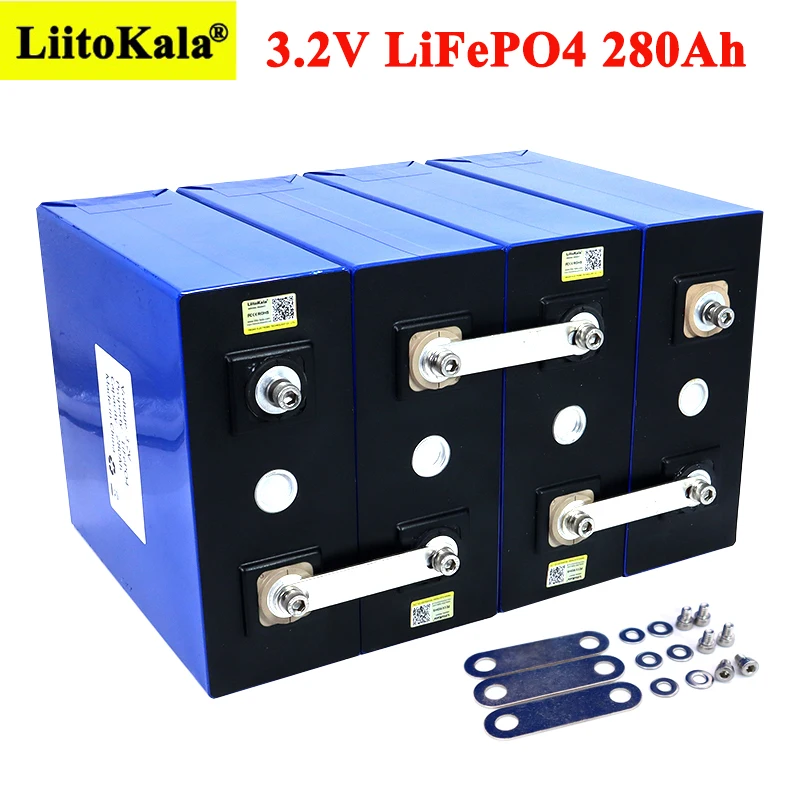 Liitokala 3.2V 280Ah Lifepo4 DIY 4S 16S 12V 24V 280AH Rechargeable Battery Pack for Electric Car RV Solar Energy Storage System