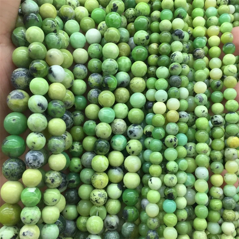 6/8/10MM Green Chrysoberyl Jasper Loose Gemstone Natural Stone Bead for Therapy Health Care | Украшения и аксессуары