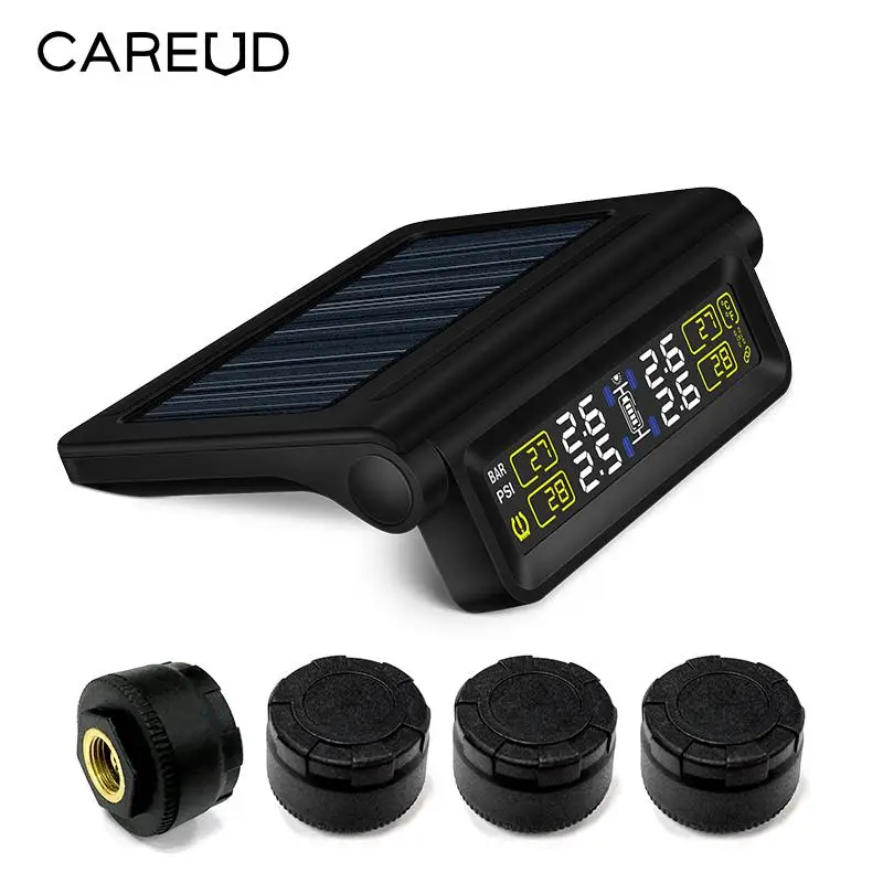 CAREUD автомобильный беспроводной датчик Tpms T680-TL солнечная система контроля давления в шинах Система контроля температуры Солнечная энергия источник питания Usb зарядка