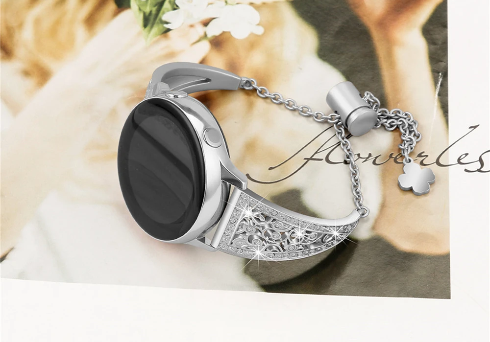 20 мм 22 мм браслет для samsung Galaxy Watch 42 мм 46 мм Galaxy Active роскошный Алмазный женский ремешок для часов из нержавеющей стали