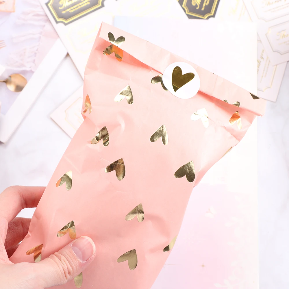 80Pcs/5Sheets Bronzing Love Heart Sticker Gift Boxes Seal Label Adhesive Sealing Craft Festival Wedding Party Decor Supplies