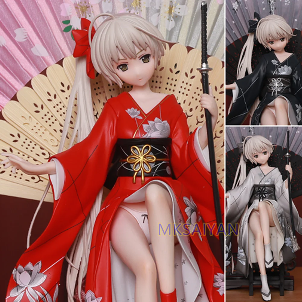 Kasugano Sora Figure No Sora Kimono Anime Action Figures Sexy Girl Model Anime Game Collector Japanese Toys Black PVC Figma Doll