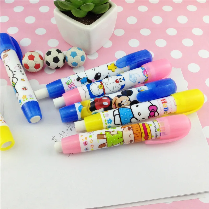 

Clearance Retractable Press Pen cute student eraser Cartoon pattern press rubber eraser new creative school learning stationery