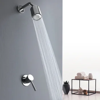 

Wall Mounted Bathroom Rain Shower Faucets Set Concealed Chrome Shower System Hot And Cold Brass Mixer Faucet Tap