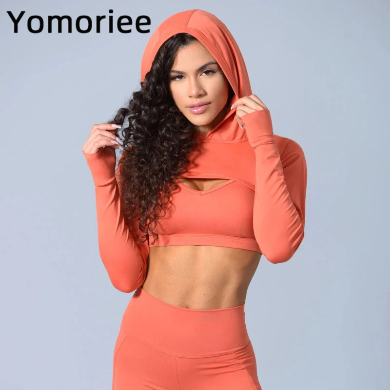 

Yoga Shirts For Women Sexy High Elastic Long Sleeves Fitness Top Gym Sport Workout Running Training Seamless Hat Coat Yomoriee