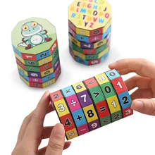 Cube d'addition arithmétique pour l'éducation précoce, Cube de nombres cylindrique amovible en plastique