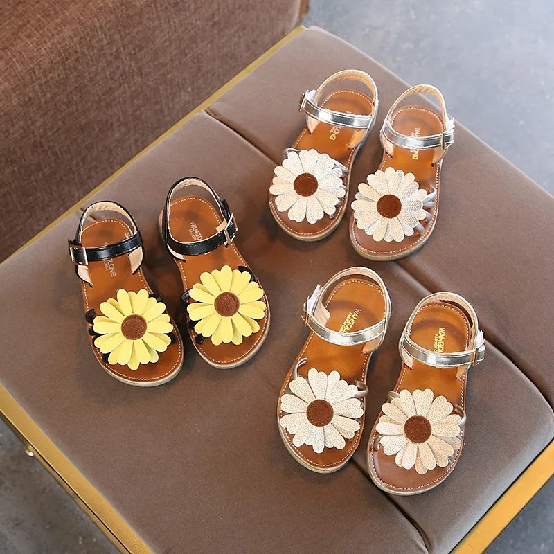 CYSINCOS Baby 2020 Summer Comfortable New Girls Beach Shoes Kids Flower Casual Sandals Children Fashion Size 21-35 Sport Sandals