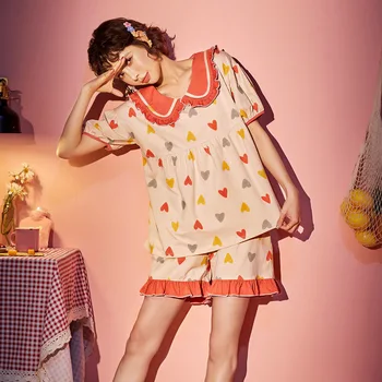 

Pyjamas Cotton Sleepwear Women Princess Summer Winter Pajamas Set Underwear Lingerie Kawaii Cute Sweet Casual Pijama Sleep Wear
