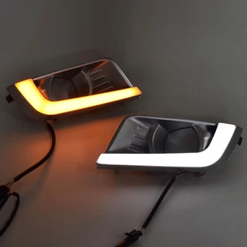 

DHBH-LED DRL Daylight Daytime Running Lights Front Fog Light Lamp Turning Yellow Signal for ford Ranger T6 2015-2018