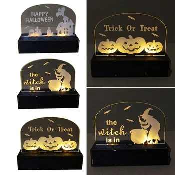 

USB Acrylic Night Light LED Lamp Halloween Pumpkin Monster Witch Transparent LED Light Decoration For Holiday Home Office Decor