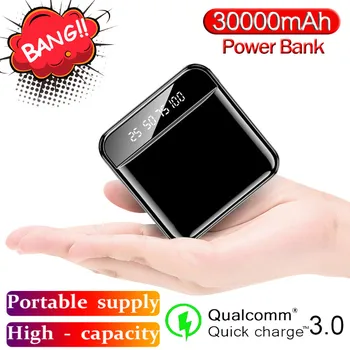 

Mini 30000mAh Power Bank Portable Phone Charger Outdoor Travel Powerbank LED Light Poverbank LCD Digital Display for Smartphone