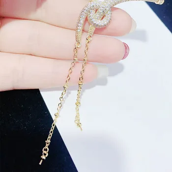 

High-grade zircon micro inlay diy pearl necklace claw clasp accessories long sweater chain link clasp