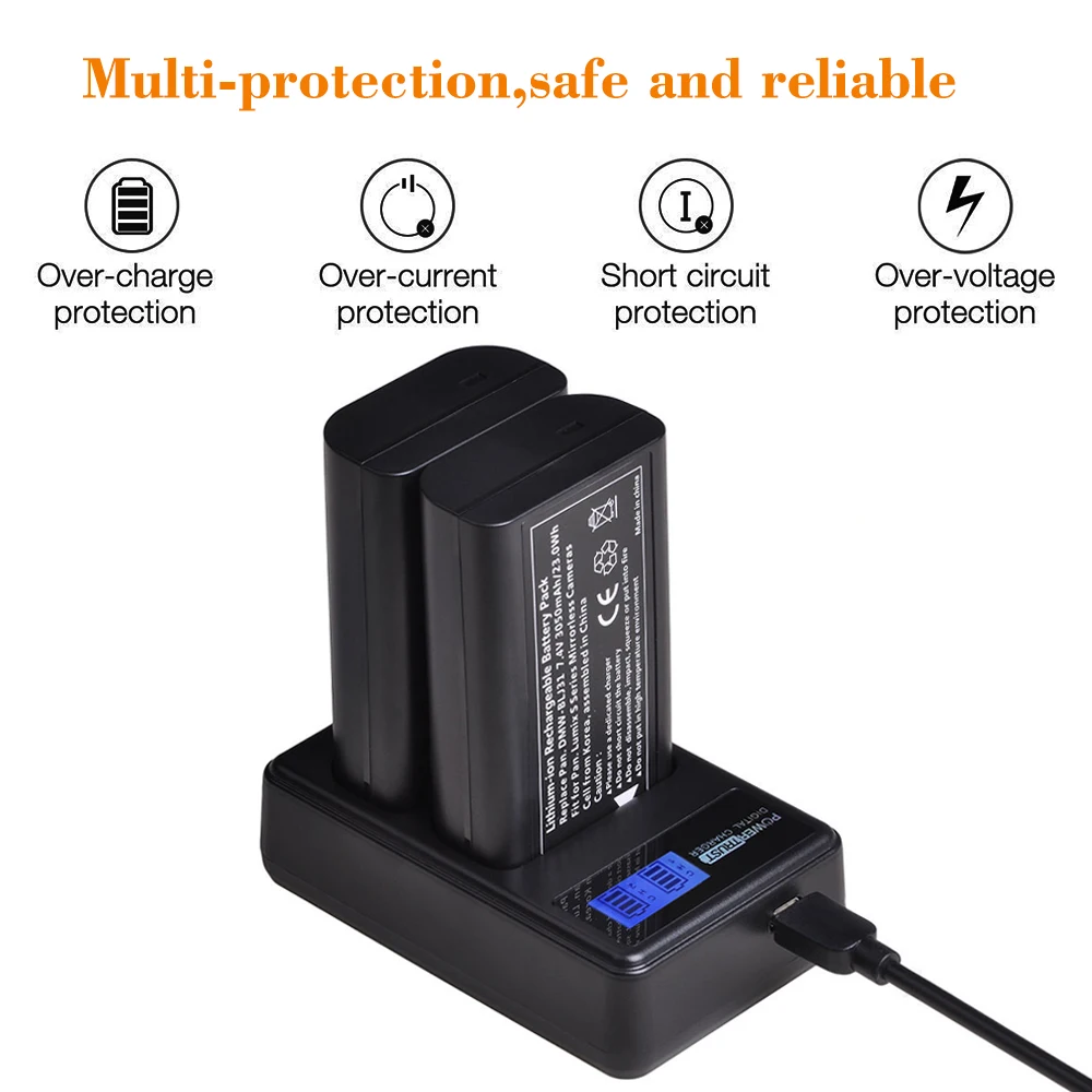 1x DMW-BLJ31 DMWBLJ31 BLJ31 зарядное устройство lcd USB двойное зарядное устройство для Panasonic LUMIX S1, S1R, S1H, LUMIX S серии батарей