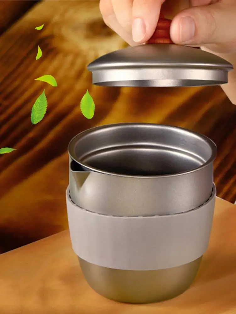 

300ml High Quality Teapot Metal Tea Maker Set Mesh Rubber Sleeve Portable Heat Insulation Tea Kettle For Camping Picnic