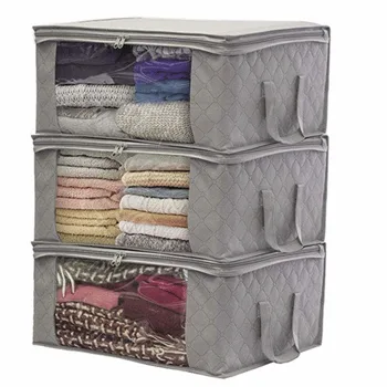 

Large Capacity Clothes Storage For Home Bed Foldable Dustproof Zipper Transparent Patchwork Storage Bag Closet Organizer Boxes