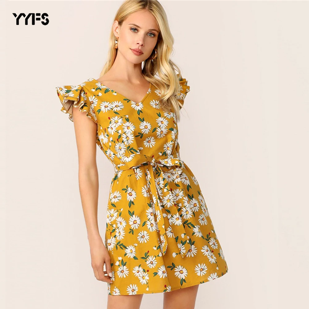 Yellow Daisy Print Dress Hotsell, 58 