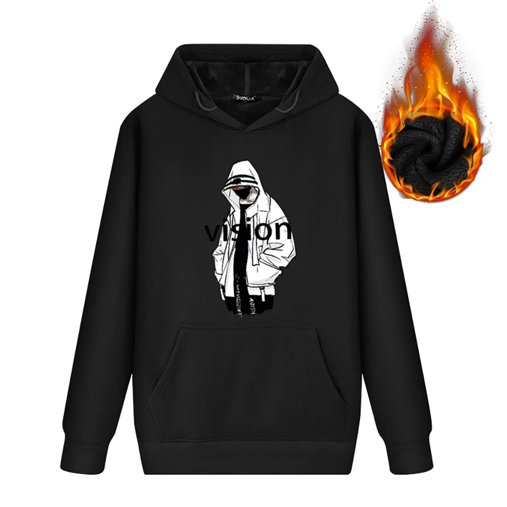 

2020 New Autumn Winter Fashion Fleece Hoodies Male Warm Fleece Coat Hooded Men Brand Hoodies Sweatshirts Big Plus Size
