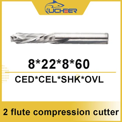 UCHEER 2 флейты 3,175/4/5/6/8 мм сжатия фреза ЧПУ Инструмент для обработки МДФ зажим доска для деревообработки - Длина режущей кромки: 8d-22l