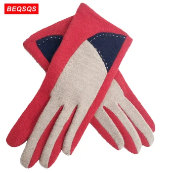 

BEQSQS Women Touch Screen Winter Gloves Fashion Warm Gloves Cashmere Outdoor Sport Mittens Driving Windproof Glove Female Gloves