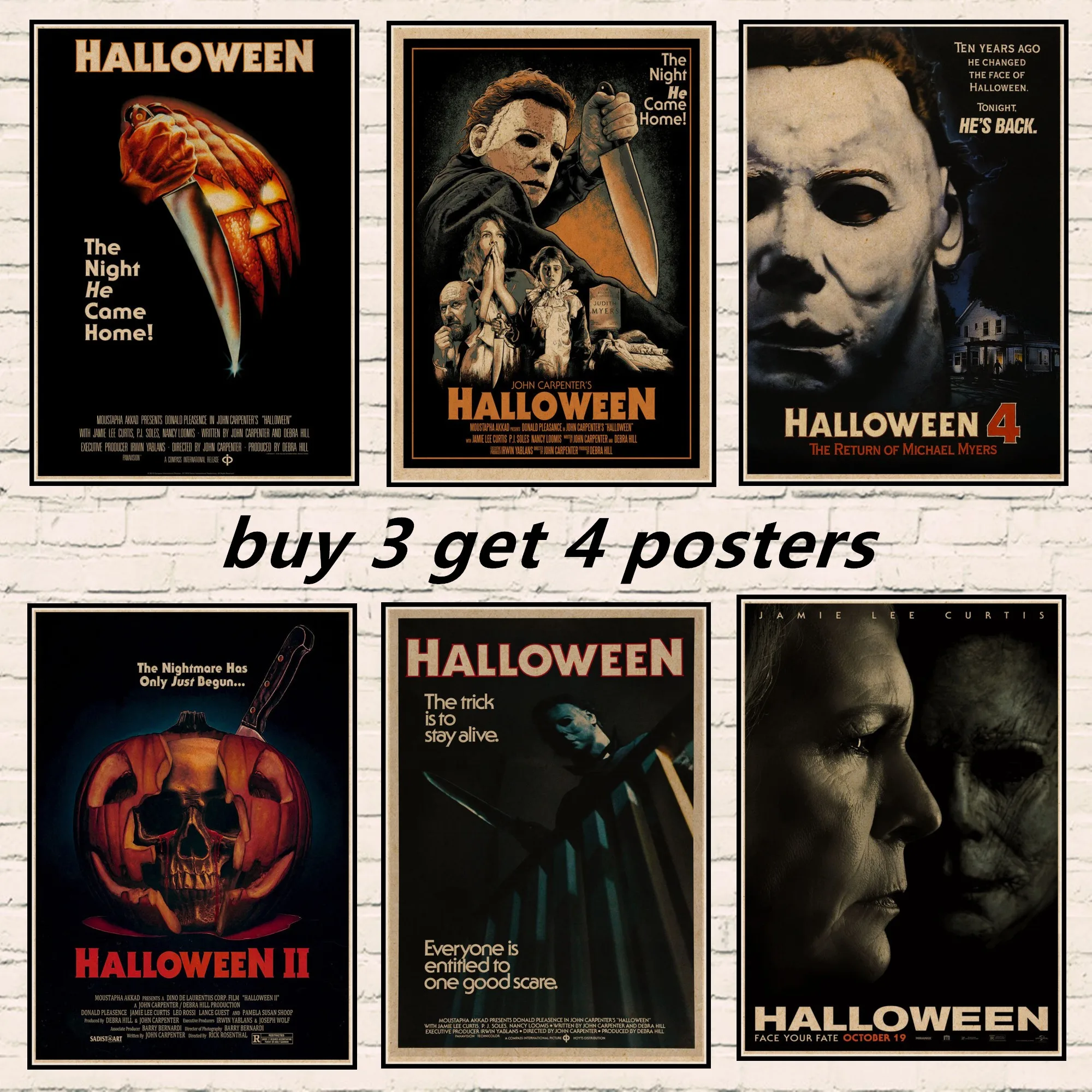 Постеры из крафт-бумаги для классического Хэллоуина ворона экзорциста винтажная