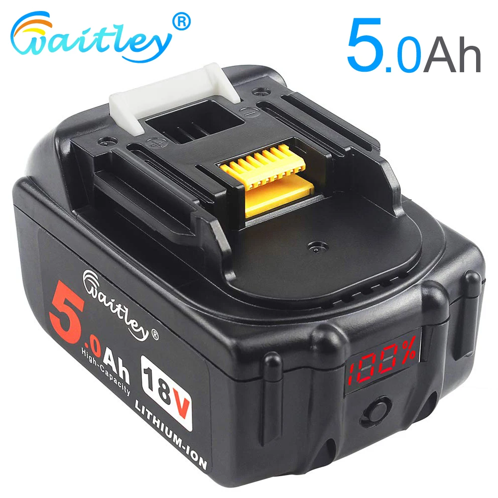 

Waitley BL1850 18V 5.0Ah Replacement Battery for Makita 5000mah BL1840 BL1850 BL1860 Battery with LED Power Display 18 v 5A