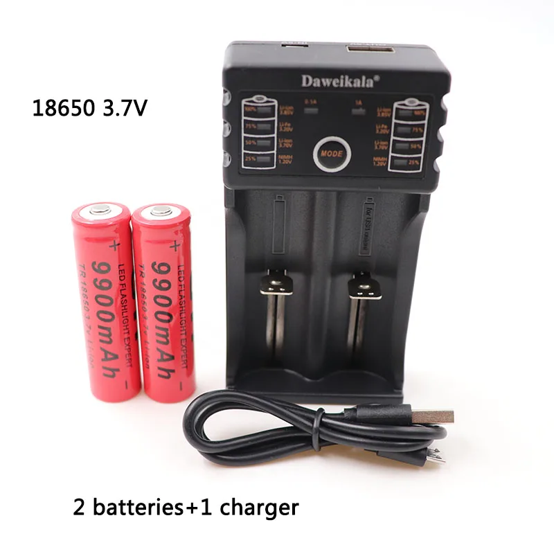 Красный Новинка 18650 Батарея 3,7 V GTF 9900mAh перезаряжаемая Львиная батарея для светодиодной вспышки 18650 батарея+ USB зарядное устройство - Цвет: Красный
