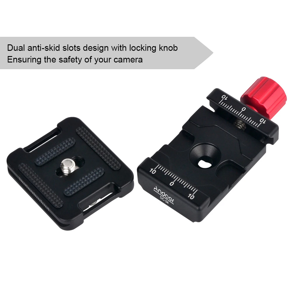 Andoer DC-34 Quick Release Plate Зажим адаптер с одним Quick Release Plate 1/" винт для Arca-Swiss подходящий для Fujifilm как Стандартный QR Штативная головка