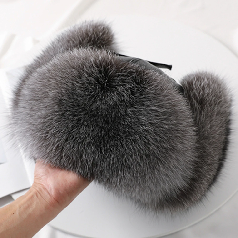 Real Vossenfur Bomber Hats Men natural Fox Fur Russian Ushanka Hats Winter Fat Hot Oren Fashion Real Vos Bont Bomber Cap