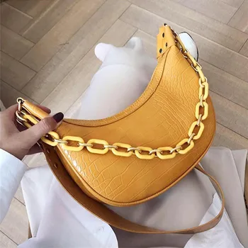 

Luxury Design Hobos Armpit Shoulder Bag for Women Acrylic Chain Handbag 2020 Fashion Casual Totes Ladies Clutches Female Purses
