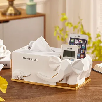

Nordic Elephant Tissue Box Living Room Paper Towel Dispenser Multifunctional Wipes Container Ashtray Storage Box Tissues FH034