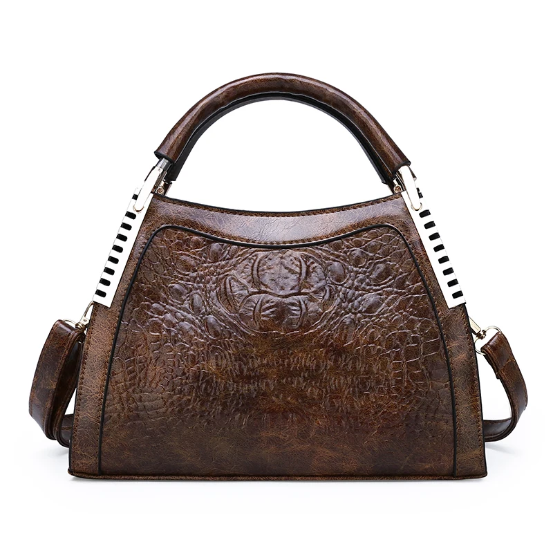 Новая модная роскошная женская черная сумка из искусственной кожи, брендовая дизайнерская сумка на плечо, Женская Большая вместительная сумка через плечо из кожи аллигатора - Цвет: Brown