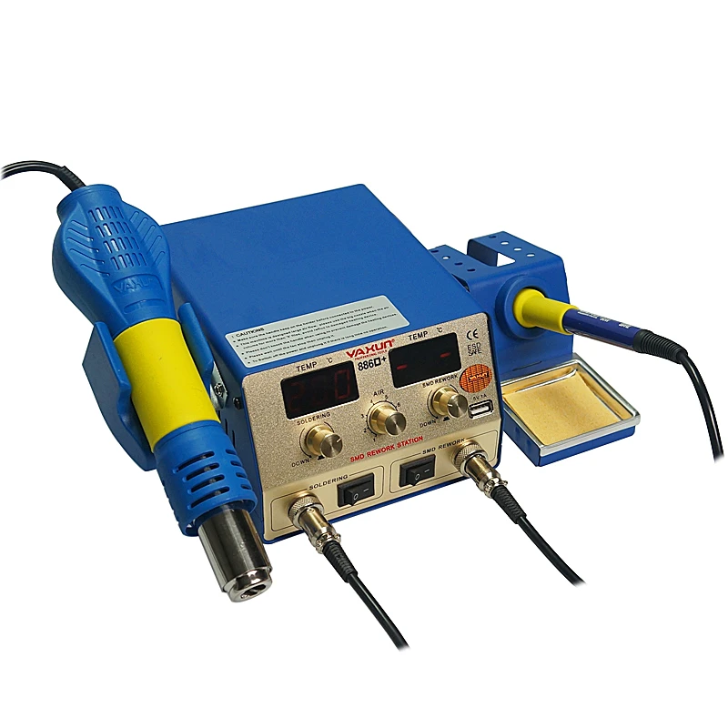 BGA Rework station YAXUN YX-886D+ 2 in 1 SMD hot air and soldering station temperature Momery Function  5V 1A USB Output