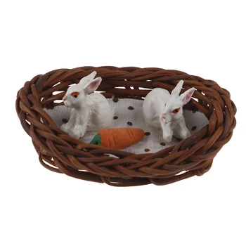 

Mini Bunny Pocket Props Dollhouse Accessories Rabbit Nest Scene Bunnies Rabbit Hatch For 1:12 Dollhouse Room Decor Ornaments