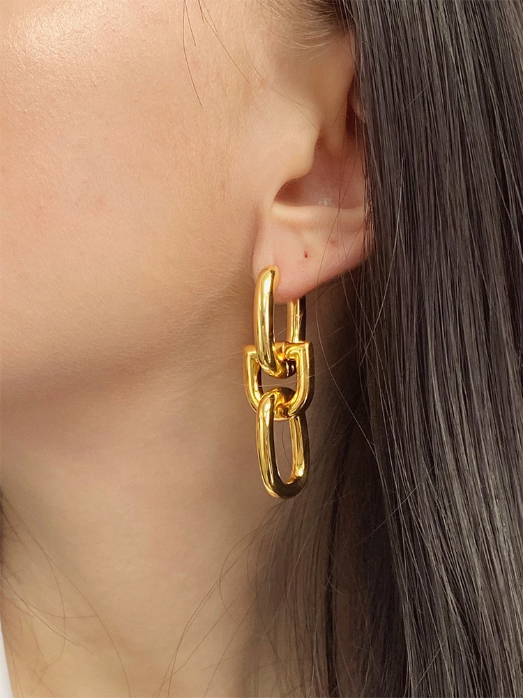 Серьги-подвески женские из латуни с золотом 18 карат Ювелирное Украшение в стиле