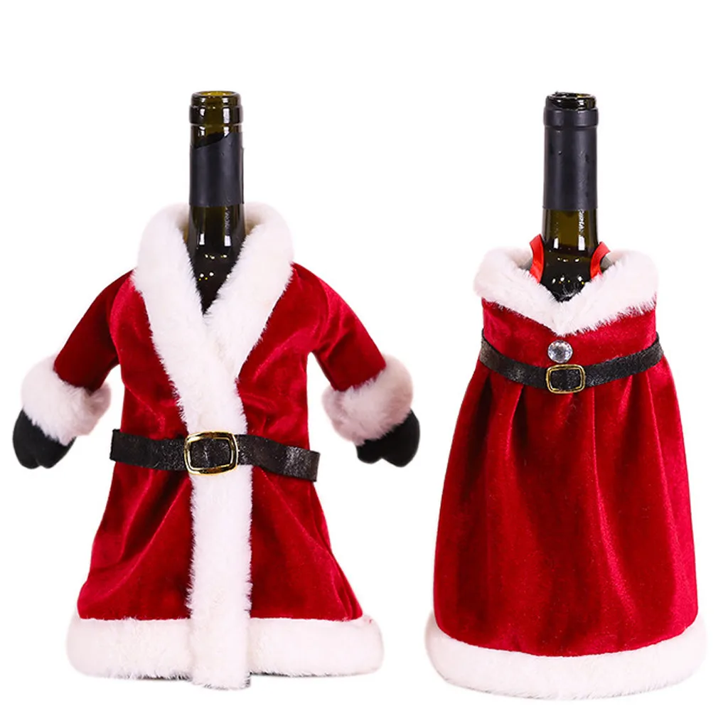 Рождественские украшения, комплекты для свитеров и бутылок, одежда для бутылок, вечерние украшения для стола, рождественские винные бутылки