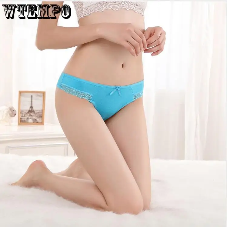 WTEMPO 6 шт. женские стринги сексуальные кружевные стринги женские Мини хлопковые трусики мягкие трусы нижнее белье термобелье для девочек