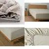 100% Linen Fitted Sheet with Elastic Band, Non Slip Adjustable Mattress Cover for Single Double King Queen Bed,140/160/200cm 3